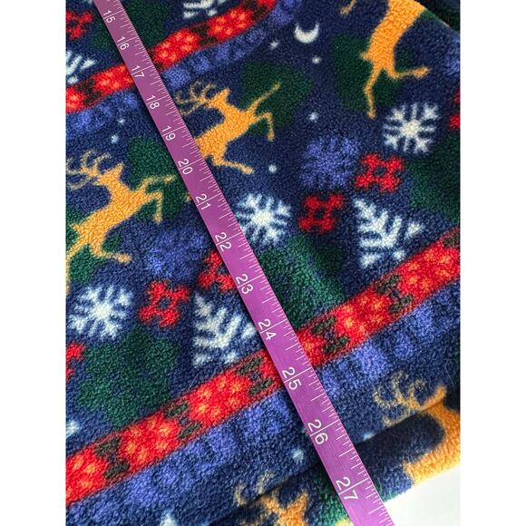 Vintage L.L.Bean Peace on Earth Reindeer Print Synchilla Pullover Fleece - Picture 8 of 8